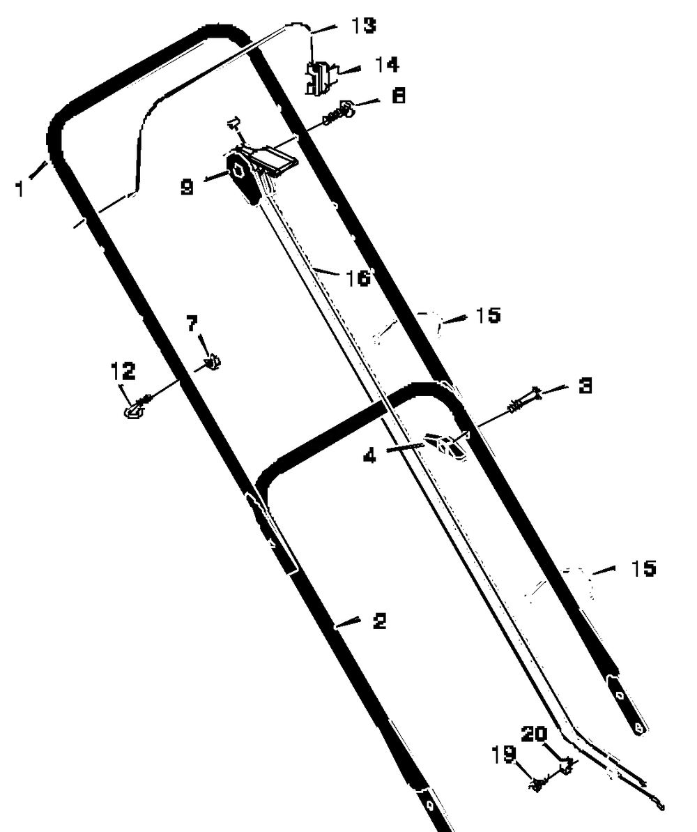 Handle Assembly Diagram and Parts List for 20455X7A 1997 Briggs and Stratton Lawn Mower